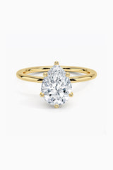 Hidden Halo Pear Shape Moissanite Ring