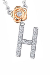 H Letter Flower Pendant Necklace