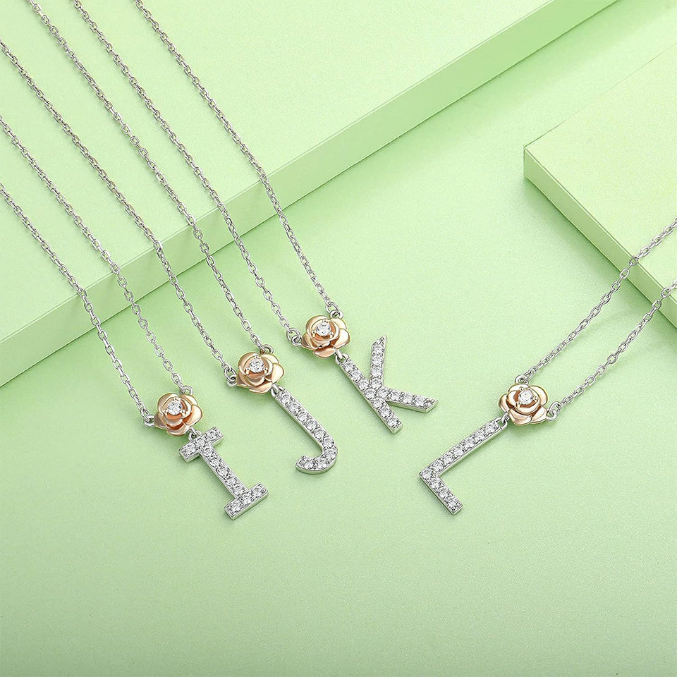 Alphabet Flower Pendant Necklace