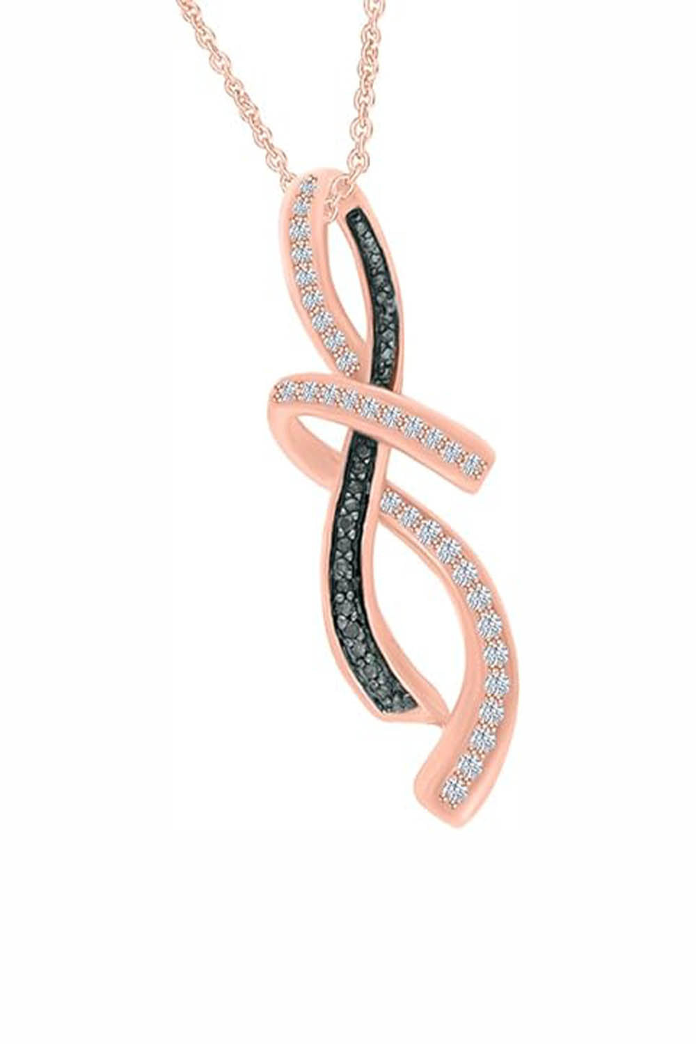 Rose Gold Color Yaathi Black and White Infinity Pendant Necklace 