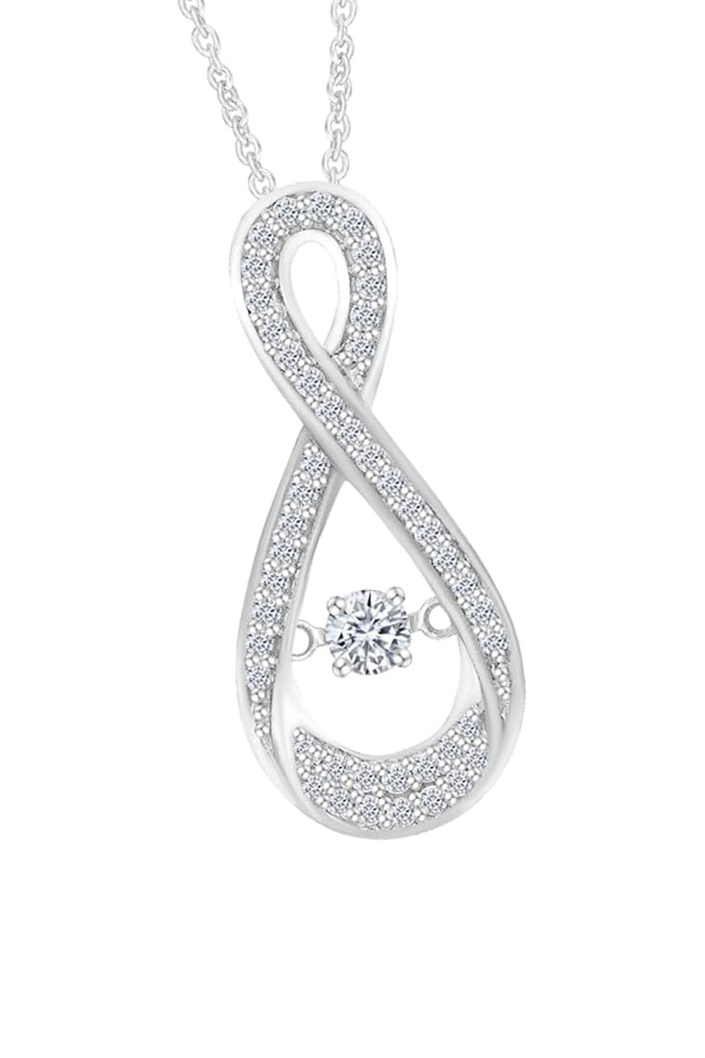 White Gold Color Trendy Moissanite Diamond Infinity Pendant Necklace