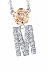 M Letter Flower Pendant Necklace