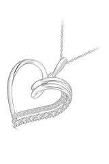 White Gold Color Looping Heart Pendant Necklace
