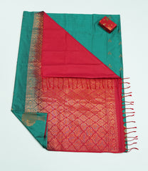  Green And Red Kanchipuram Soft Silk Saree.