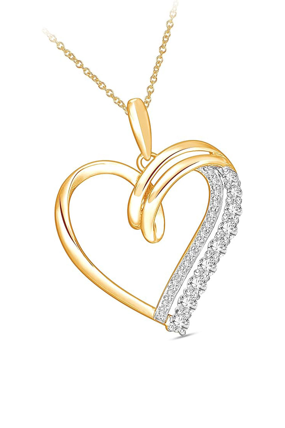 Yellow Gold Color Looping Heart Pendant Necklace