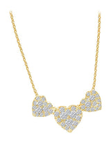 Yellow Gold Color Triple Heart Necklace, Women's Pendant Necklace