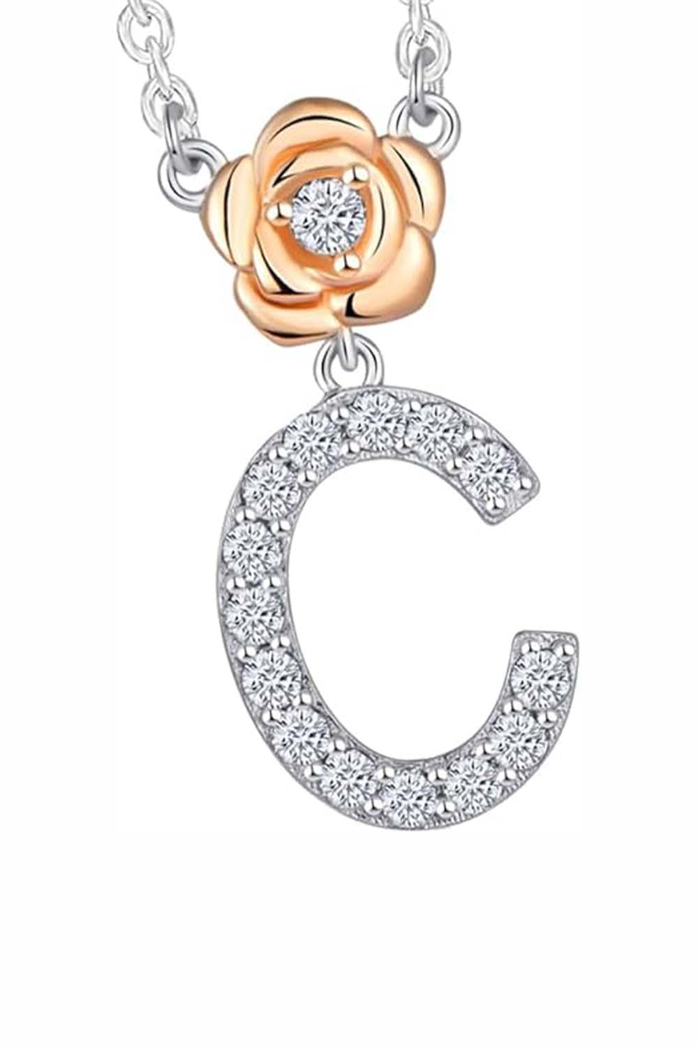 C Letter Flower Pendant Necklace