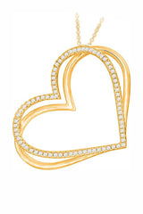 Yellow Gold Color Yaathi Moissanite Double Heart Pendant Necklace 