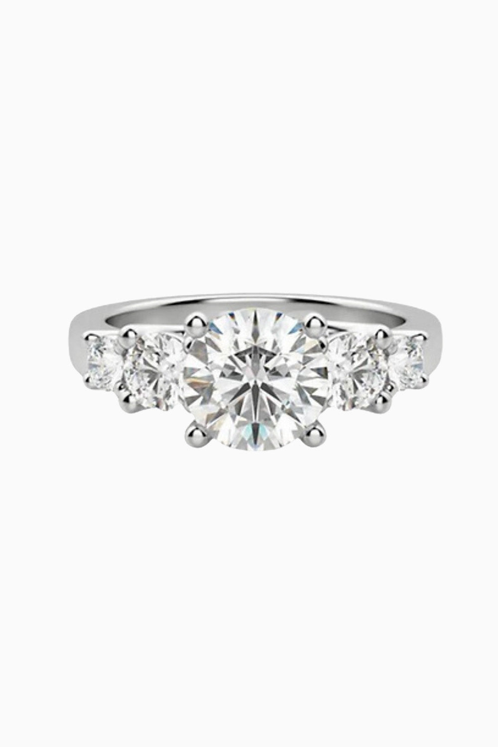 Round Moissanite Five Stone Engagement Ring