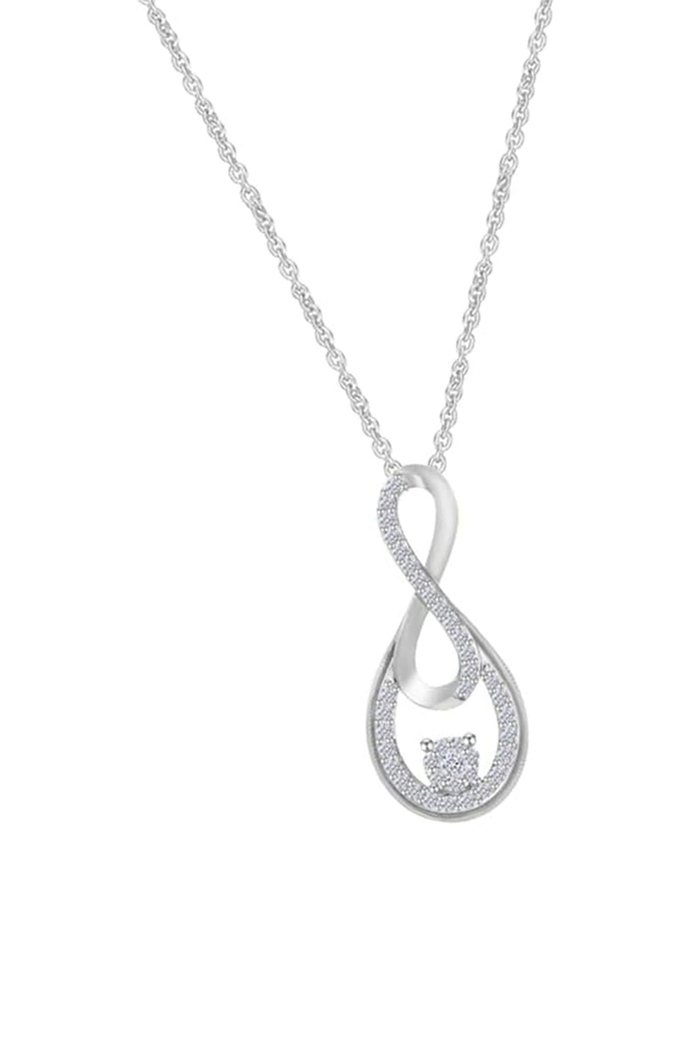 White Gold Color Yaathi Double Infinity Pendant Necklace, Pendants Online 