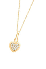 Yellow Gold Color Round Moissanite Cluster Heart Pendant Necklace