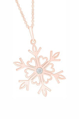 Rose Gold Color Moissanite Heart Snowflake Pendant Necklace for Women 