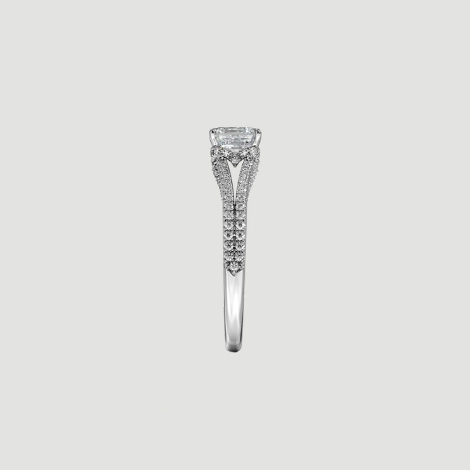 Asscher Moissanite Split Shank Ring