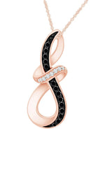 New Rose Gold Color Black and White Moissanite Infinity Pendant Necklace