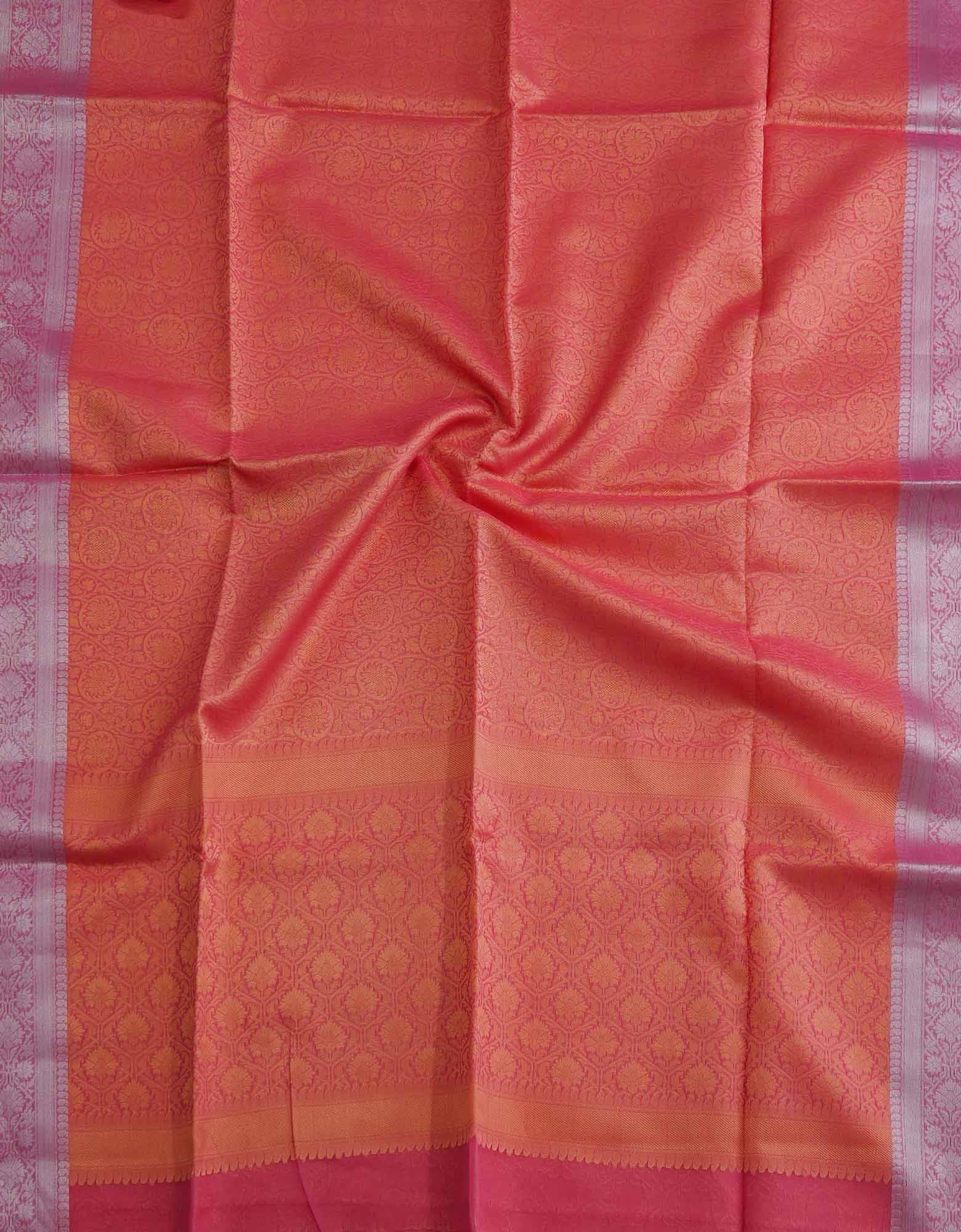 Carnation Pink Color Traditional Fancy Brocade Saree