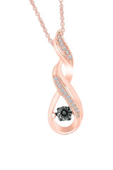 Rose Gold Color Black and White Moissanite Infinity Pendant Necklace 