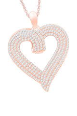 Rose Gold Color Moissanite Diamond Heart Pendant Necklace