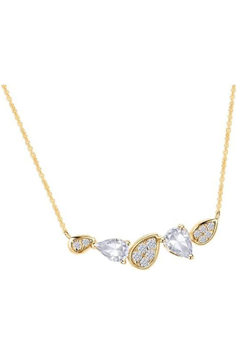 Yellow Gold Color Diamond Pear Shape Cluster Pendant Necklace