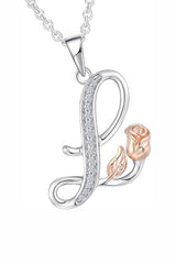 L Letter With Rose Pendant Necklace