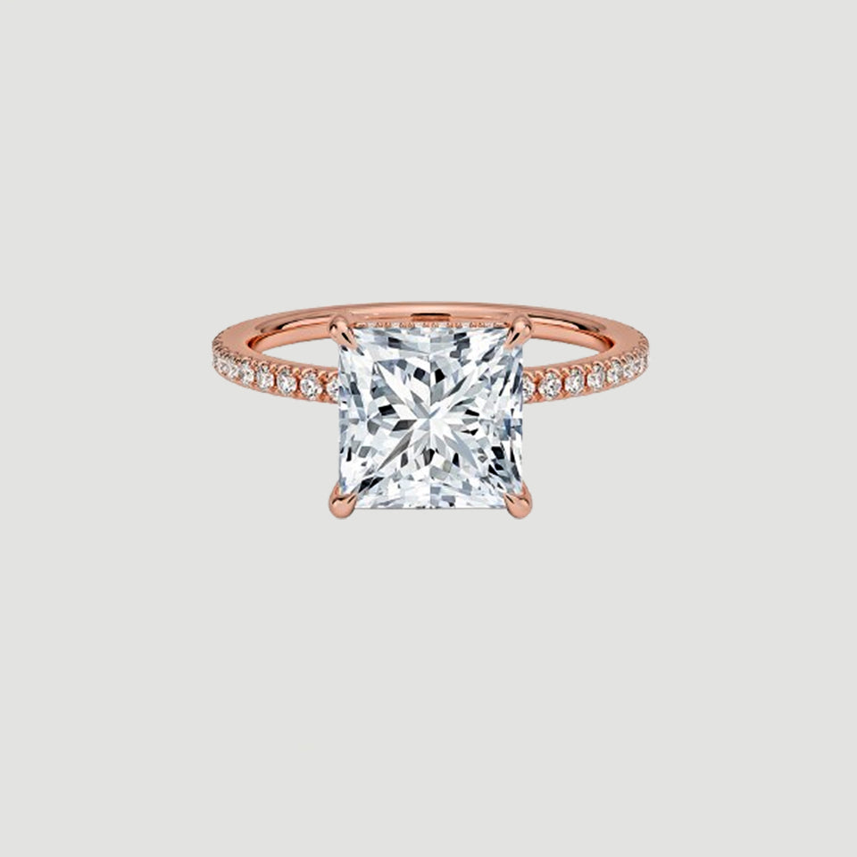 Princess Moissanite Pave Set Ring