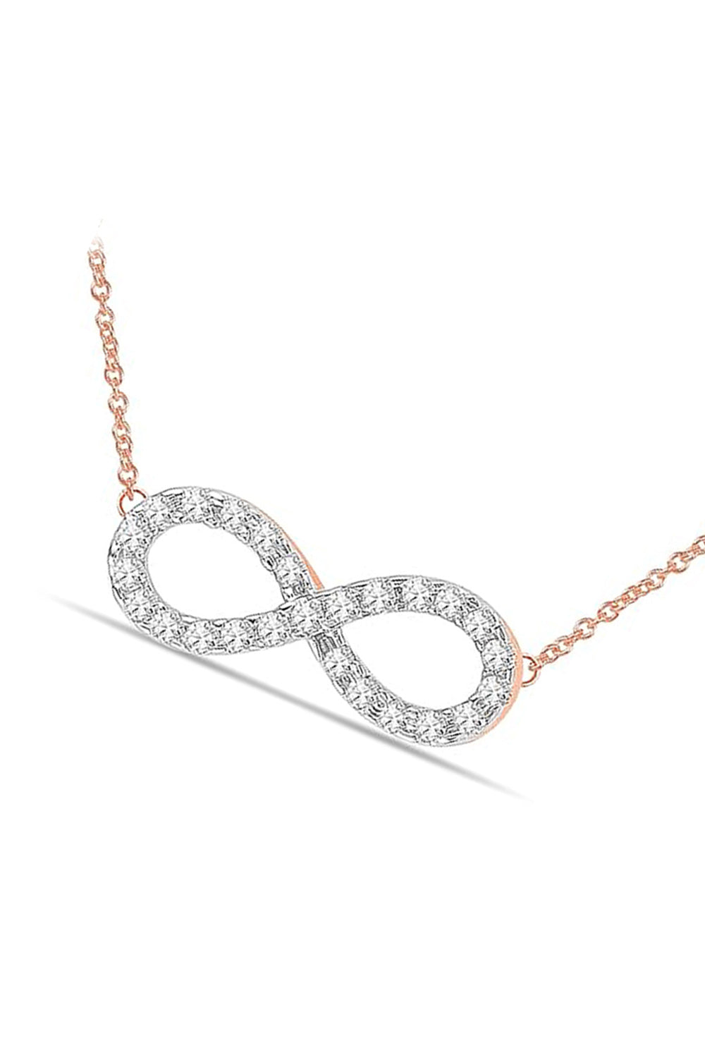 Rose Gold Color Sideways Infinity Pendant Necklace