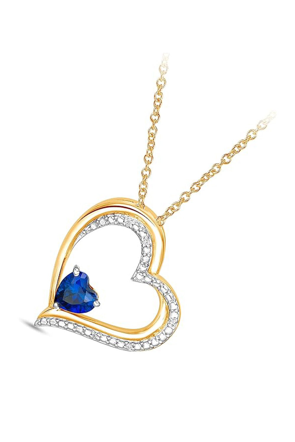 Yellow Gold Color Sapphire Heart Pendant Necklace