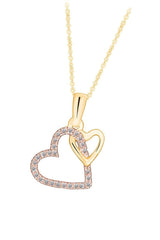 Yellow Gold Color Double Interlocking Love Heart Pendant Necklace
