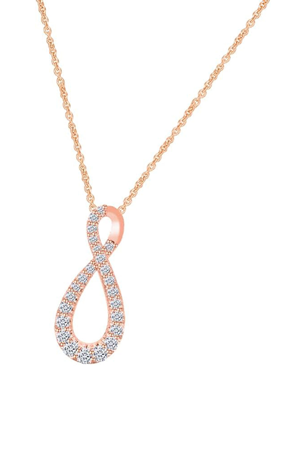 Rose Gold Color Round Moissanite Infinity Pendant Necklace