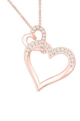 Rose Gold Color Moissanite Double Heart Pendant Necklace