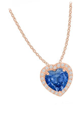 Rose Gold Color Blue Sapphire Diamond Love Heart Birthstone Pendant 