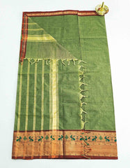 Swamp Green Color Plain Cotton Saree