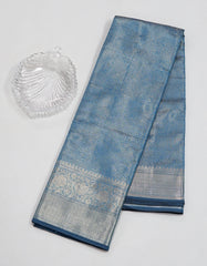 Turquoise Blue Fancy Silver Brocade Saree