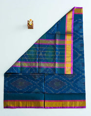 Dark Aqua Color Orissa Cotton Saree