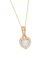 Rose Gold Color Heart Vintage Style Pendant Necklace