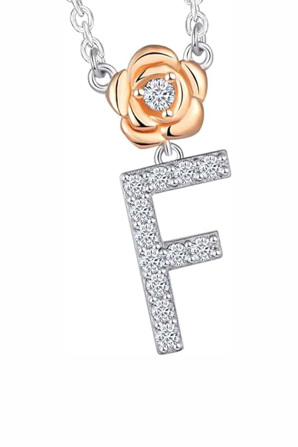 F Letter Flower Pendant Necklace