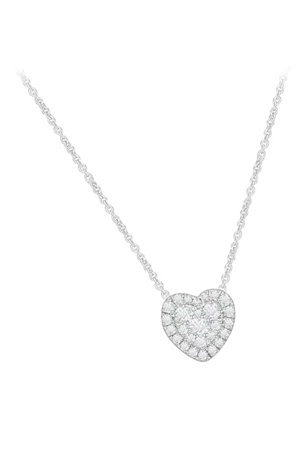 White Gold Color Latest Round Moissanite Halo Heart Pendant Necklace