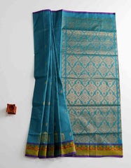 Cerulean Color Venkatagiri Cotton Saree