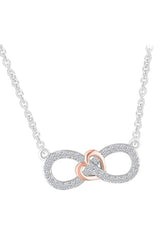 White Gold Color Diamond Infinity Heart Pendant Necklace