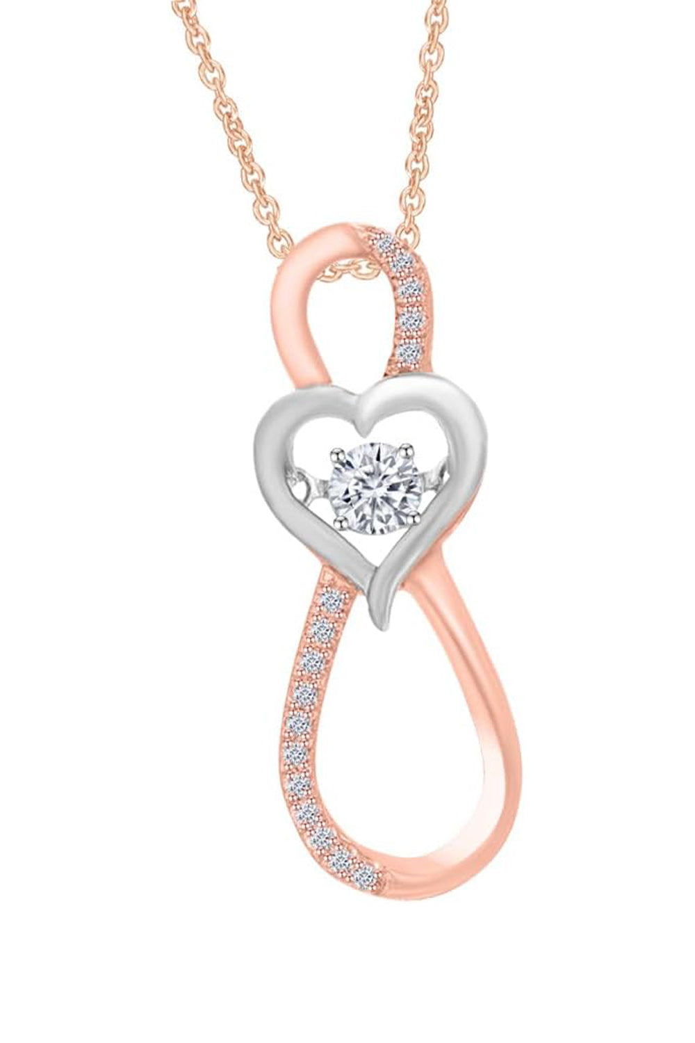 Rose Gold Color Infinity with Heart Pendant Necklace