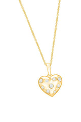 Yellow Gold Color Diamond Heart Pendant Necklace, Pendant Necklaces