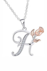 H Letter With Rose Pendant Necklace