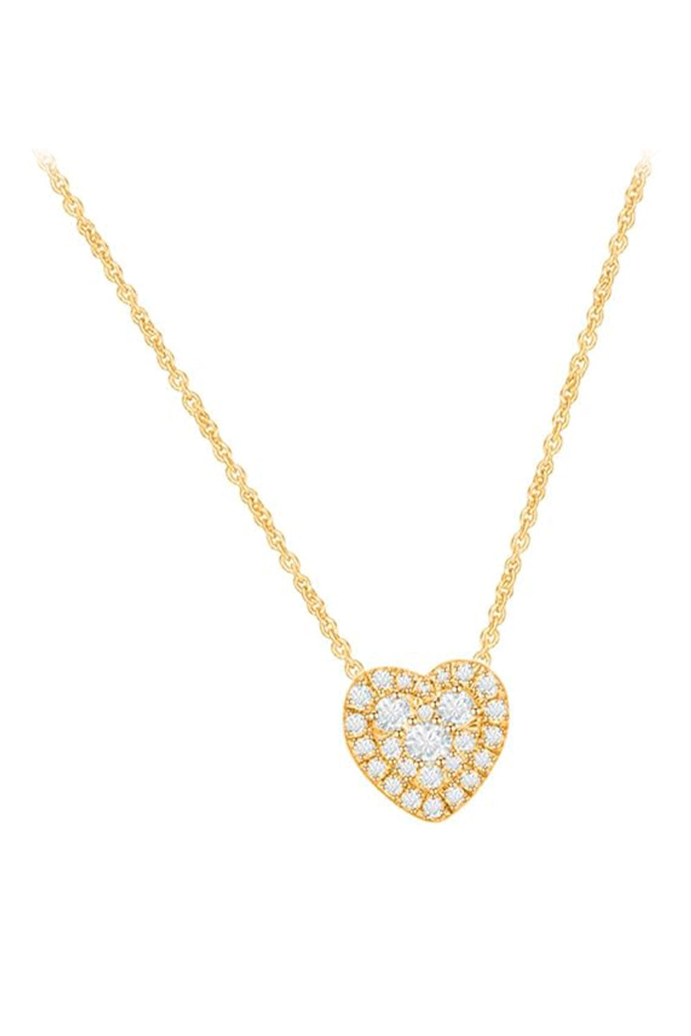 Yellow Gold Color Latest Round Moissanite Halo Heart Pendant Necklace