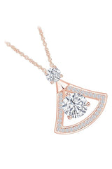 Rose Gold Color Diamond Triangle Pendant Necklace