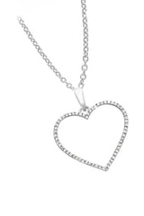 White Gold Color Round Moissanite Open Heart Pendant Necklace 