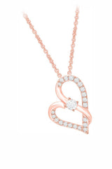Rose Gold Color Latest Moissanite Crossover Heart Pendant Necklace