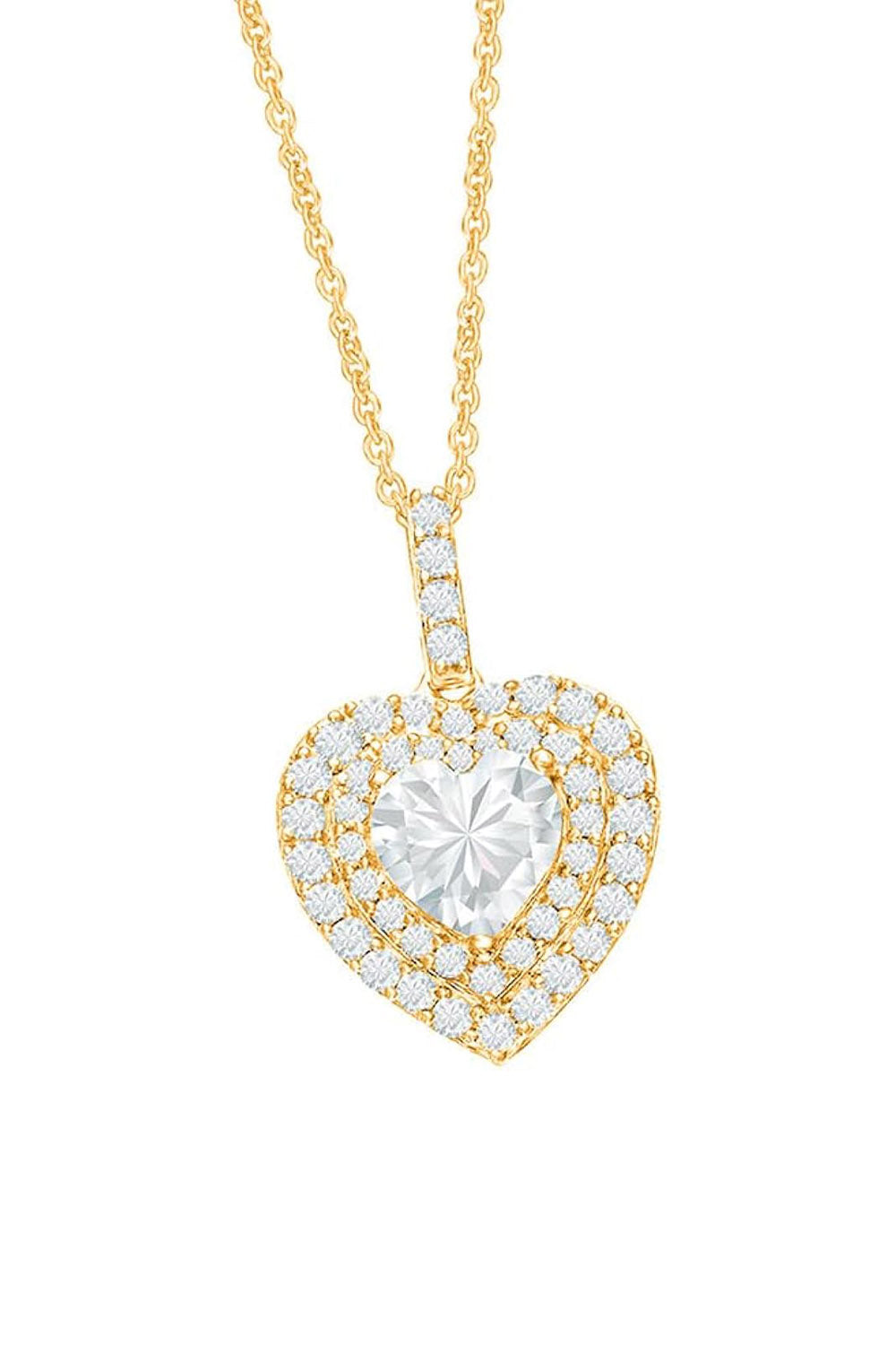 Yellow Gold Color Popular Moissanite Love Heart Pendant Necklace