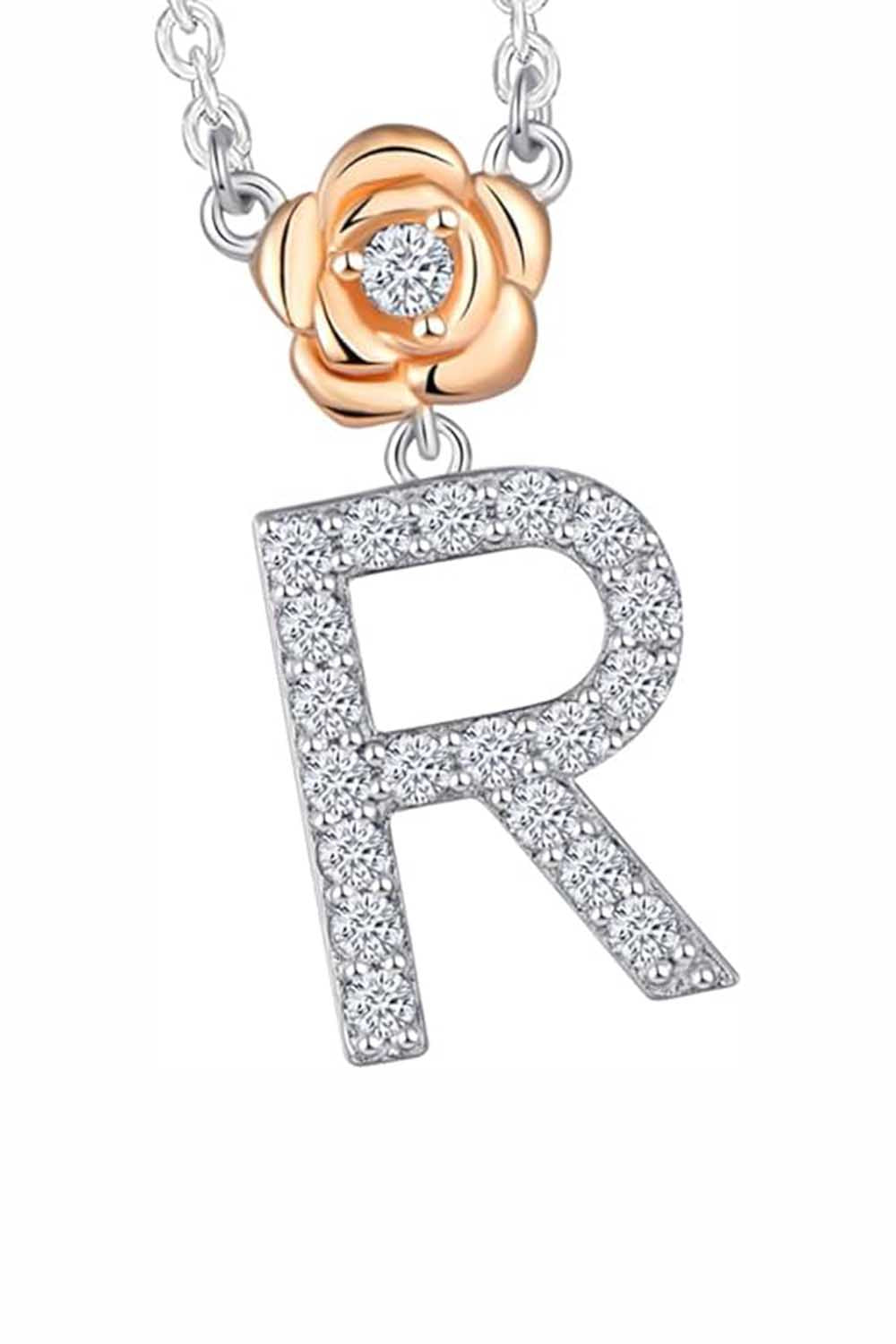 R Letter Flower Pendant Necklace