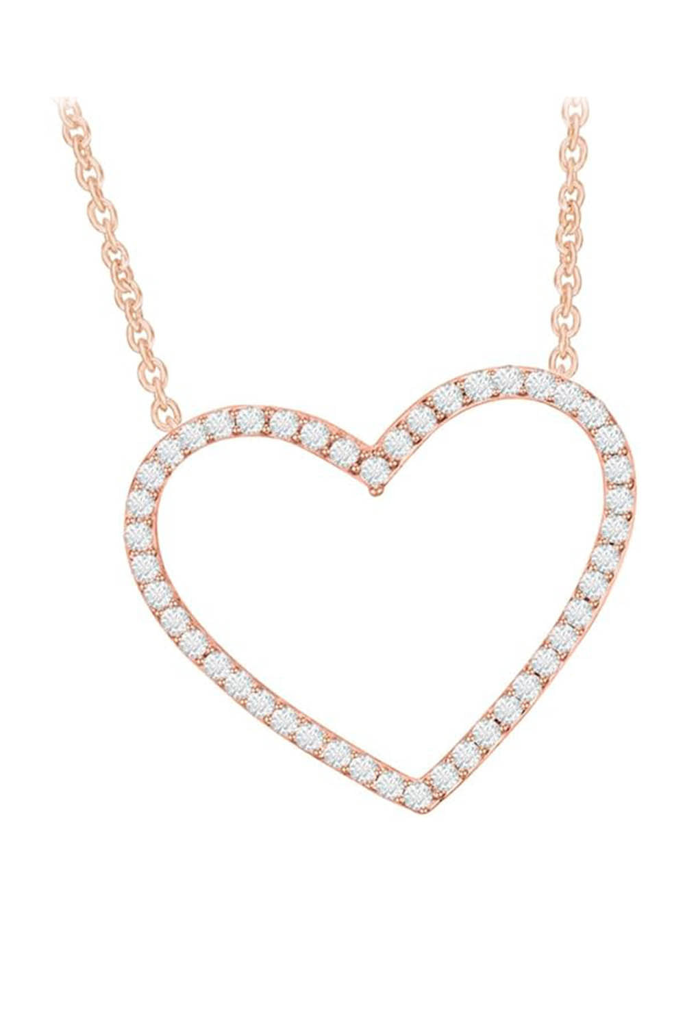 1/4 Cttw Round Moissanite Heart Pendant Necklace in 18K Gold Plated Sterling Silver.