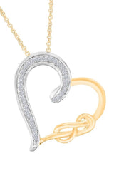 Yellow Gold Color Infinity Knot Heart Pendant Necklace