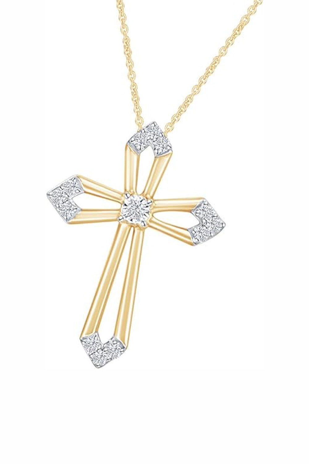 Yellow Gold Color Open Cross Pendant Necklace, Trending Necklaces